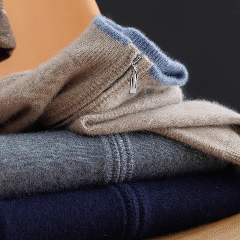 Theo – Adjustable Zip Up Cardigan with Ribbed Cuff