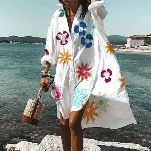 Naomi – Relaxed Fit Long Sleeved Dress with Button Down