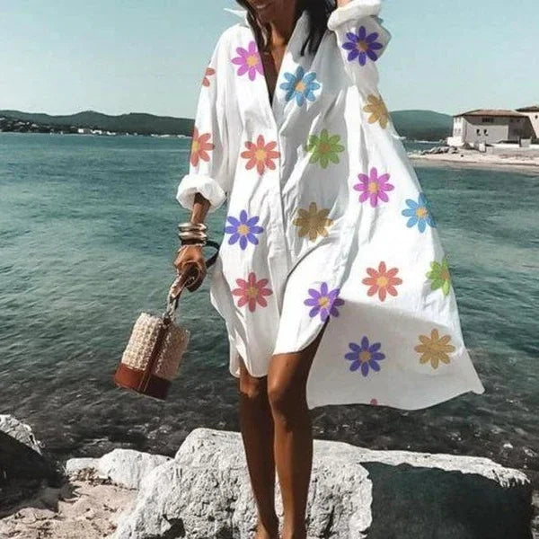 Naomi – Relaxed Fit Long Sleeved Dress with Button Down