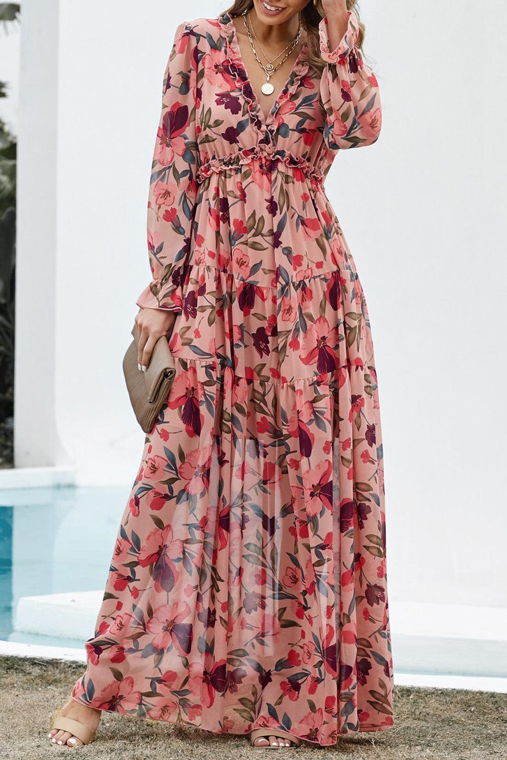 Lila - Elegant Ruffled Maxi Dress with Flowy Tiers