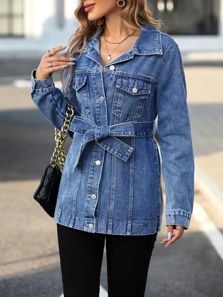 Leah – Mid-Length Belted Jacket with Multi Pockets